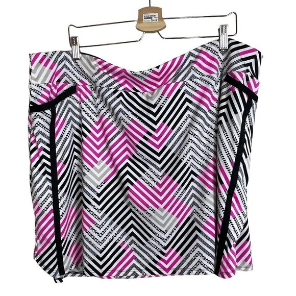 Tail White Label Skort Chevron A-Line Pockets Skirt Black Pink White Size XXL - Picture 1 of 8